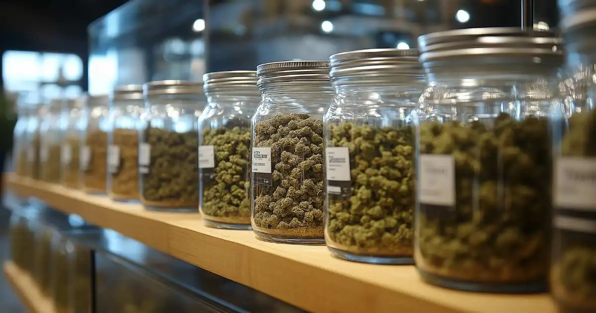 Jars of discount buds on display